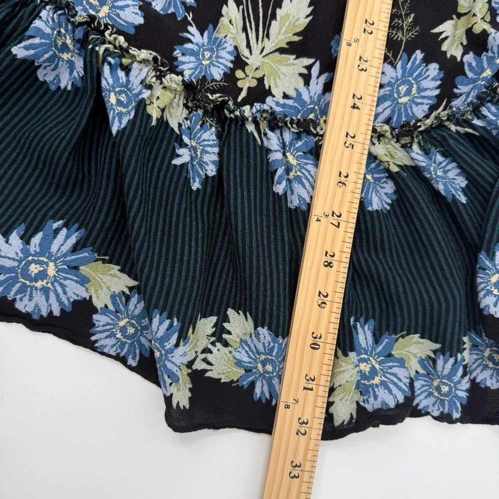 Intimately Free People Dress Women Small Black Blue Floral Slip Ruffle ScoopNeck